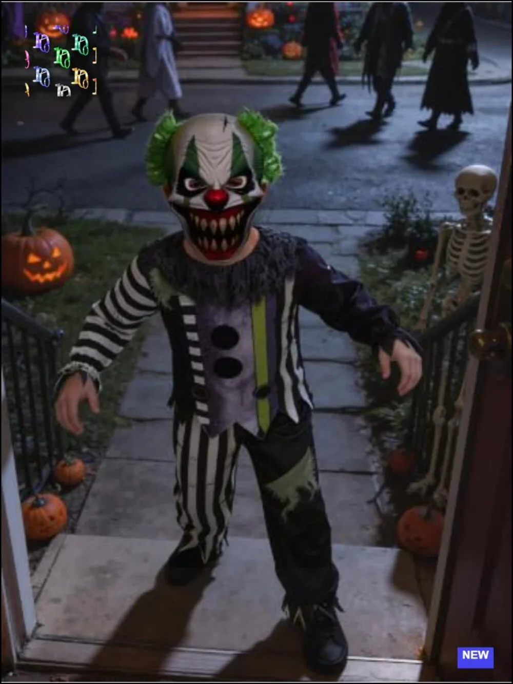 Kids Scary Clown Halloween Costume Boys Girls Creepy Clown Outfit with Mask